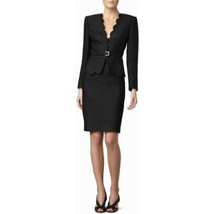 ALBERT NIPON CUSTOM JACQUARD SATIN BLACK SKIRT SET SIZE 6